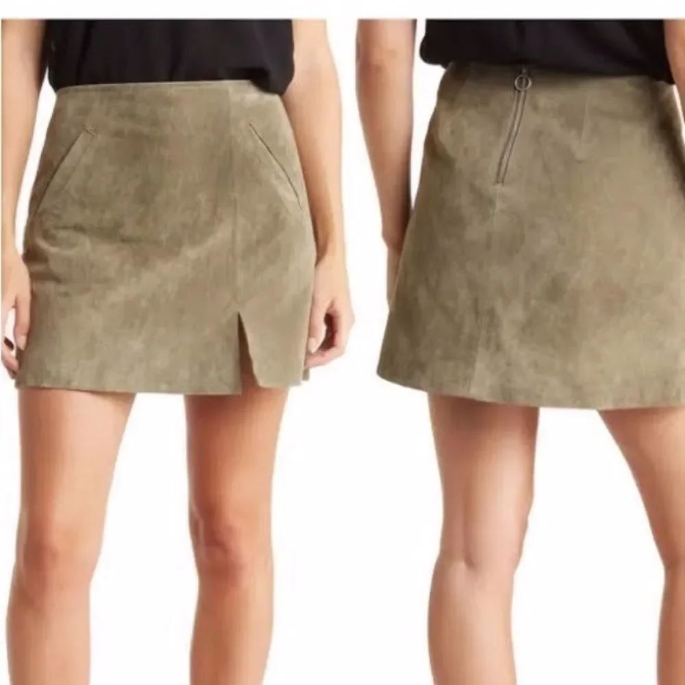 NEW Blank NYC French Taupe Suede Leather Mini Skirt Size 25
